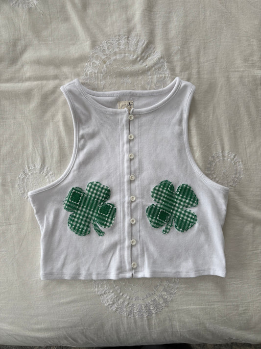 Two Clover Button Tank (M/L)