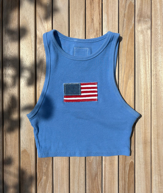 Flag Cropped Tank Blue (S/M)
