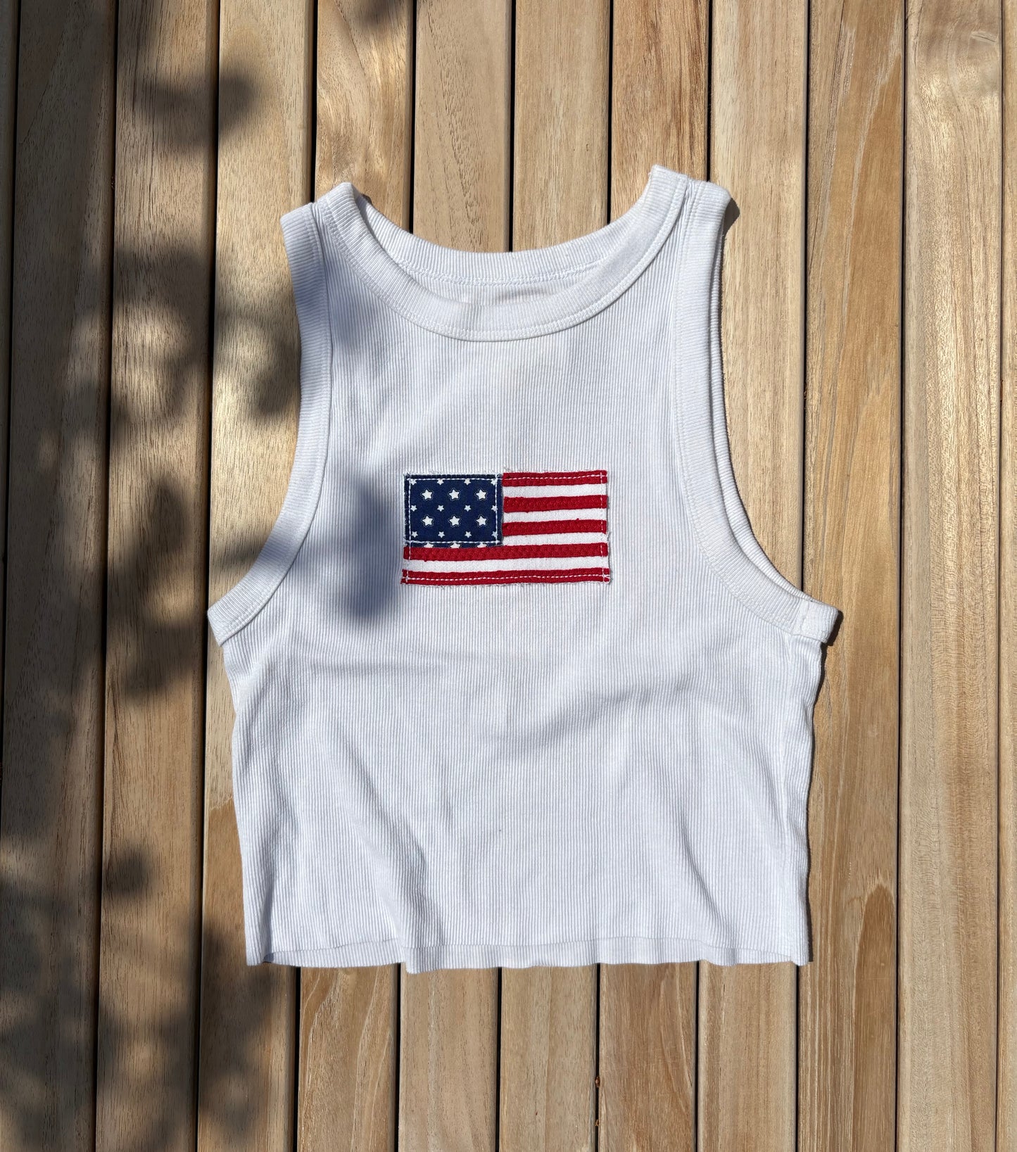 Flag Cropped Tank White (S/M)