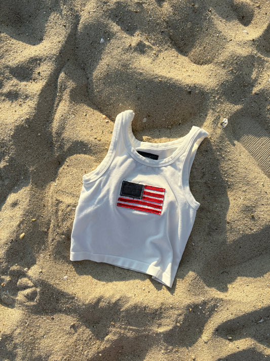 Flag Cropped Tank White (XS)