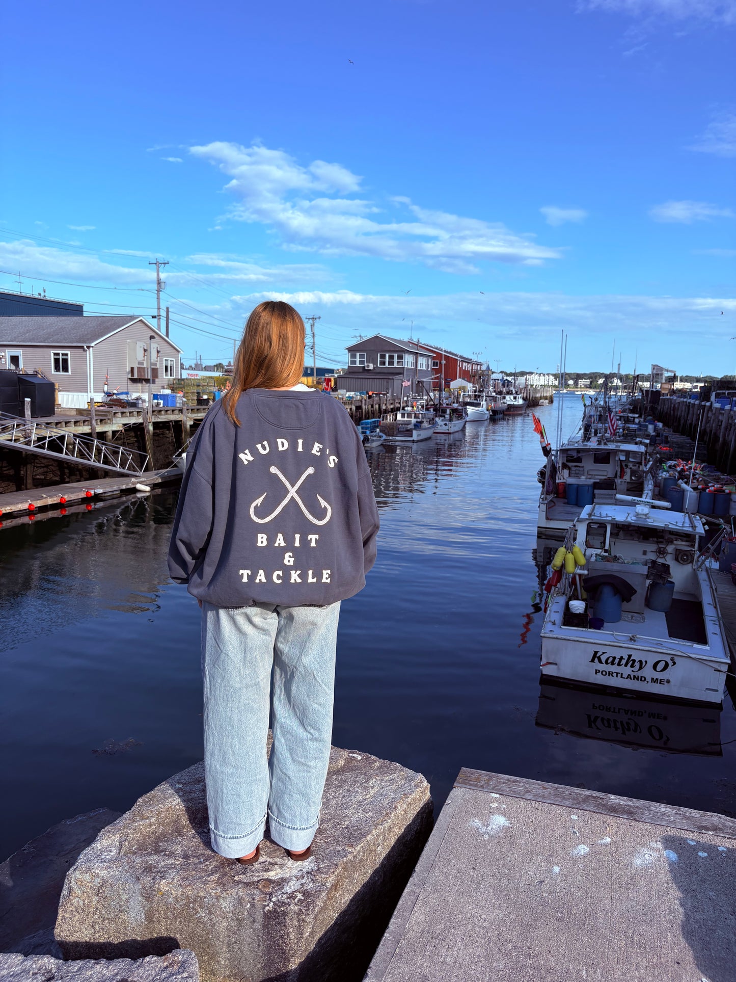 Dusty Navy Fish Hook Crew Neck (2XL)