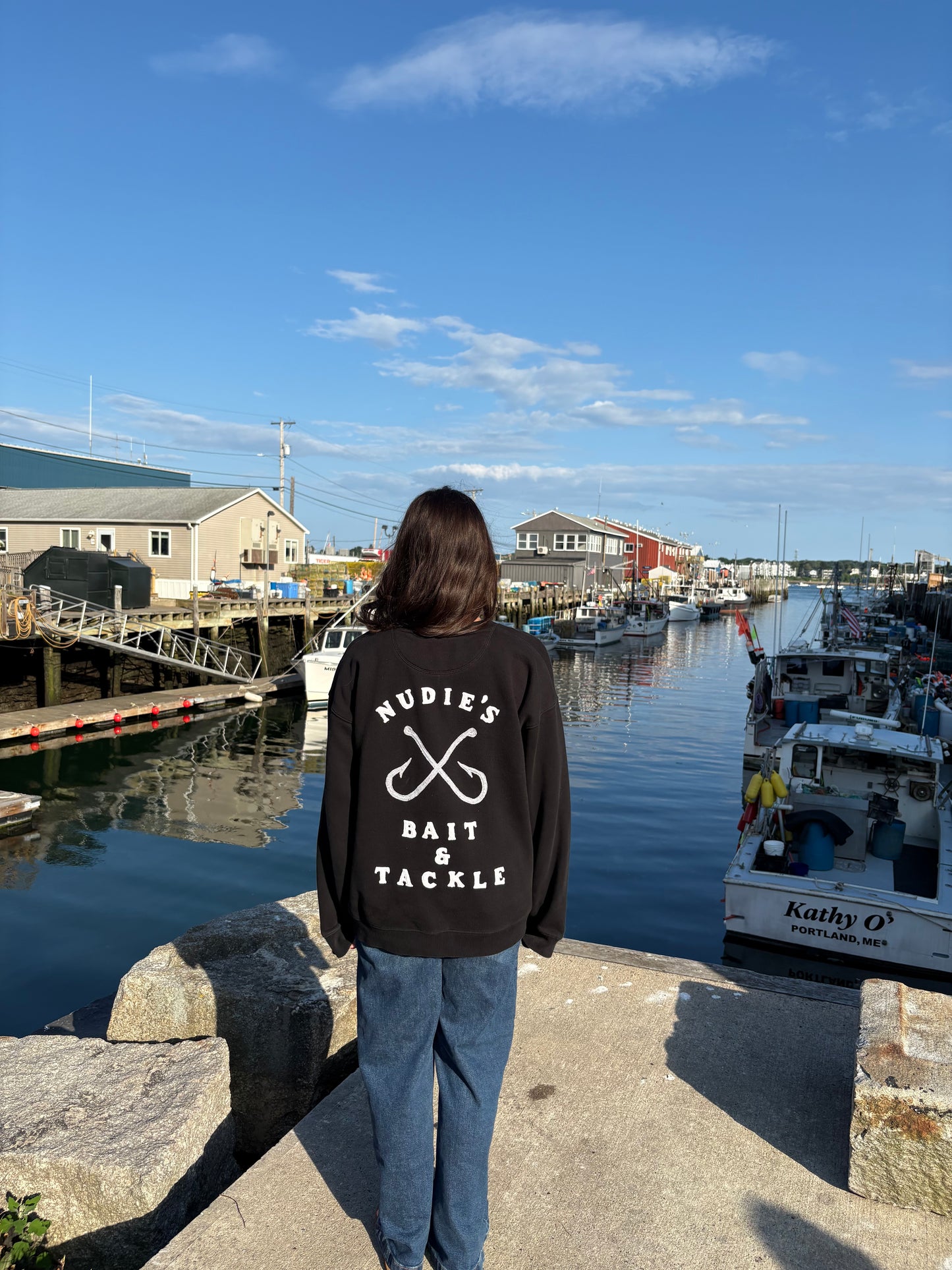 Black Fish Hook Crew Neck (L)