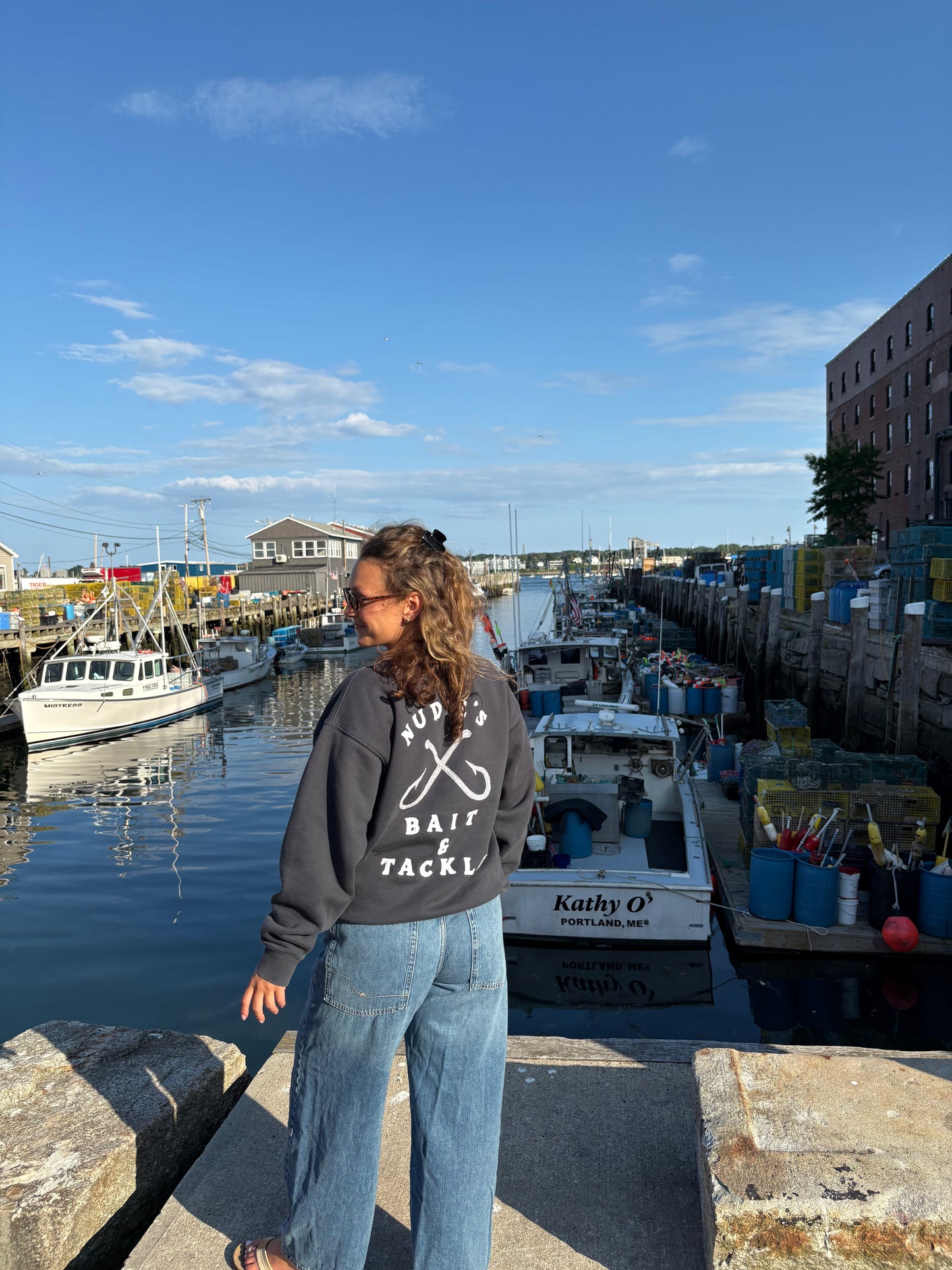 Charcoal Gray Fish Hook Crew Neck (M)