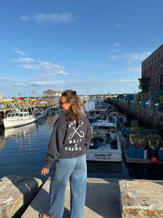 Charcoal Gray Fish Hook Crew Neck (M)