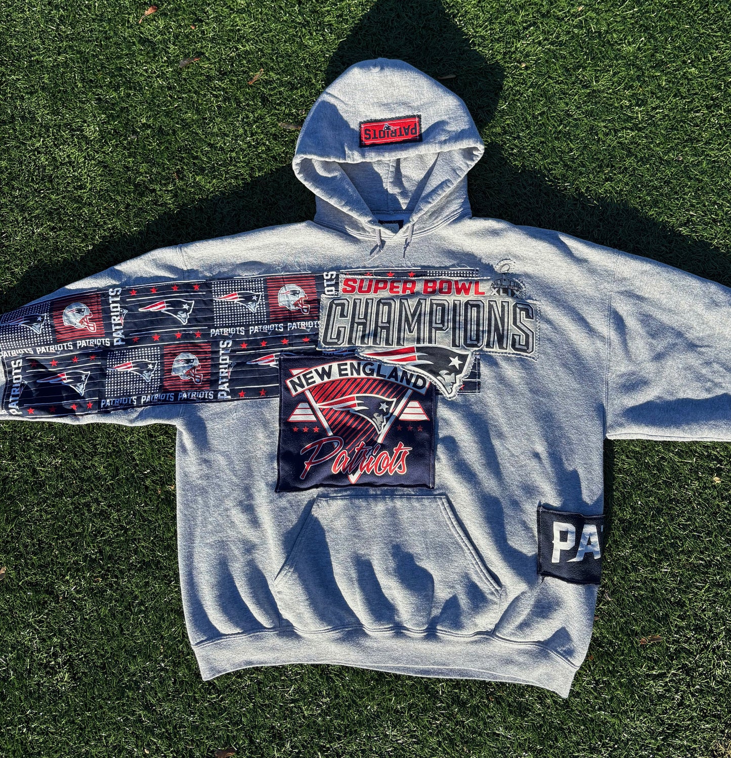 Patriots Oversized Quilted Patchwork Hoodie