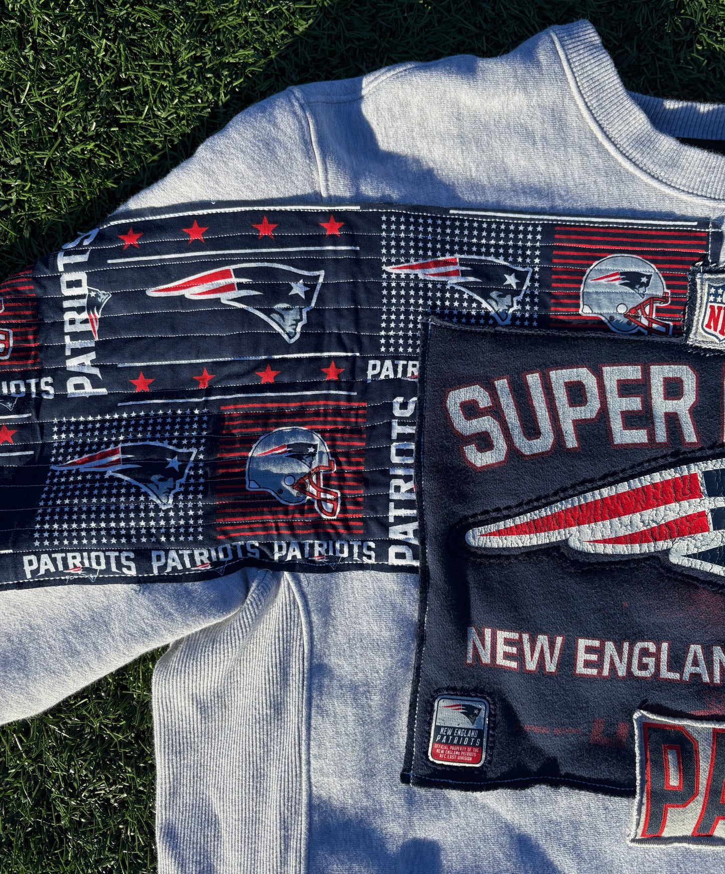 Patriots Oversized Quilted Patchwork Crewneck
