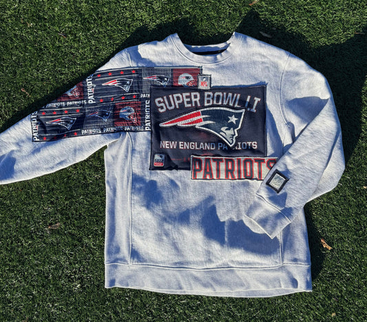 Patriots Oversized Quilted Patchwork Crewneck