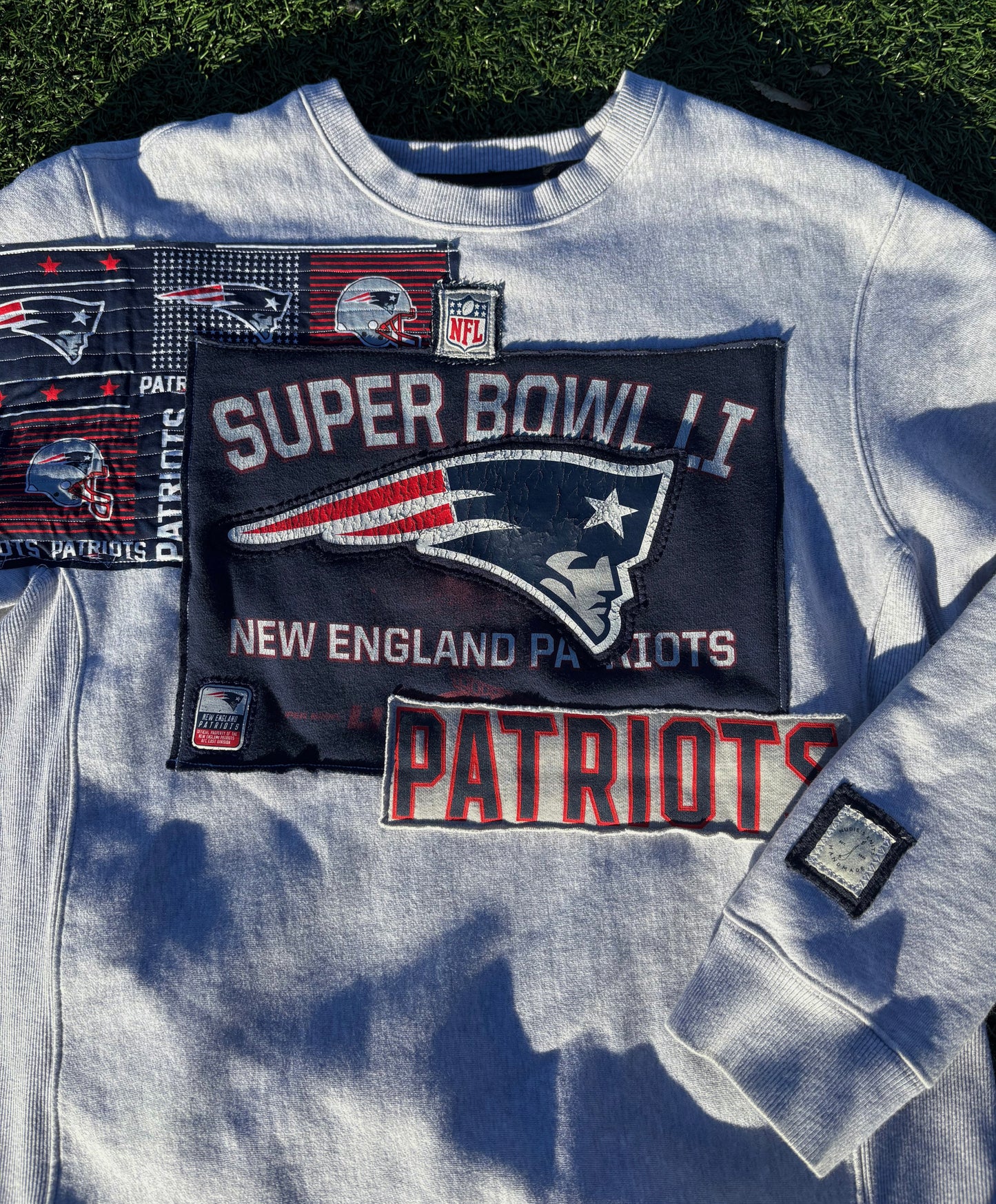 Patriots Oversized Quilted Patchwork Crewneck