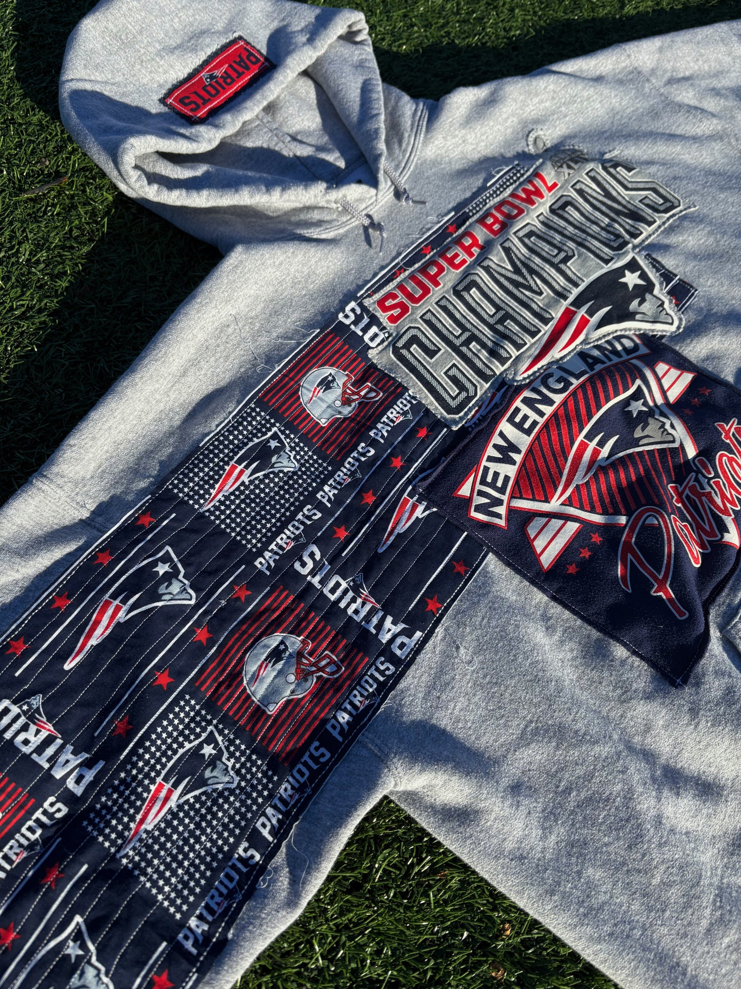 Patriots Oversized Quilted Patchwork Hoodie